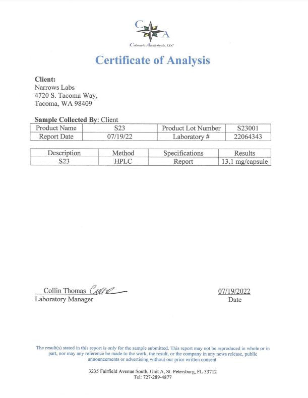 Narrows Labs S-23 – 10mg x 60