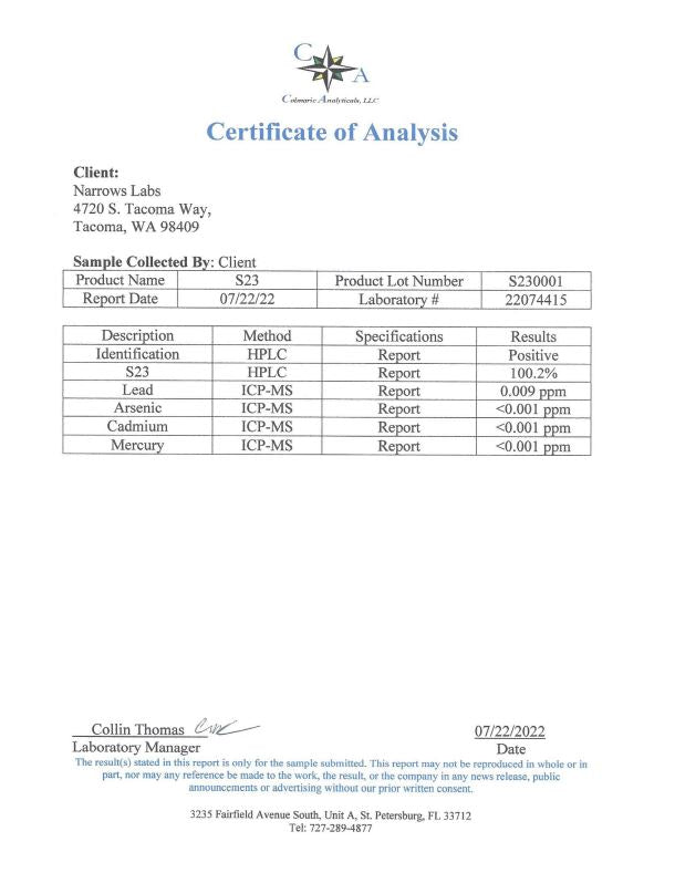 Narrows Labs S-23 – 10mg x 60